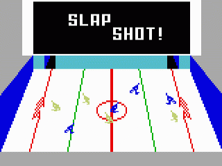 Slap Shot Super Pro Hockey title screen for Intellivision